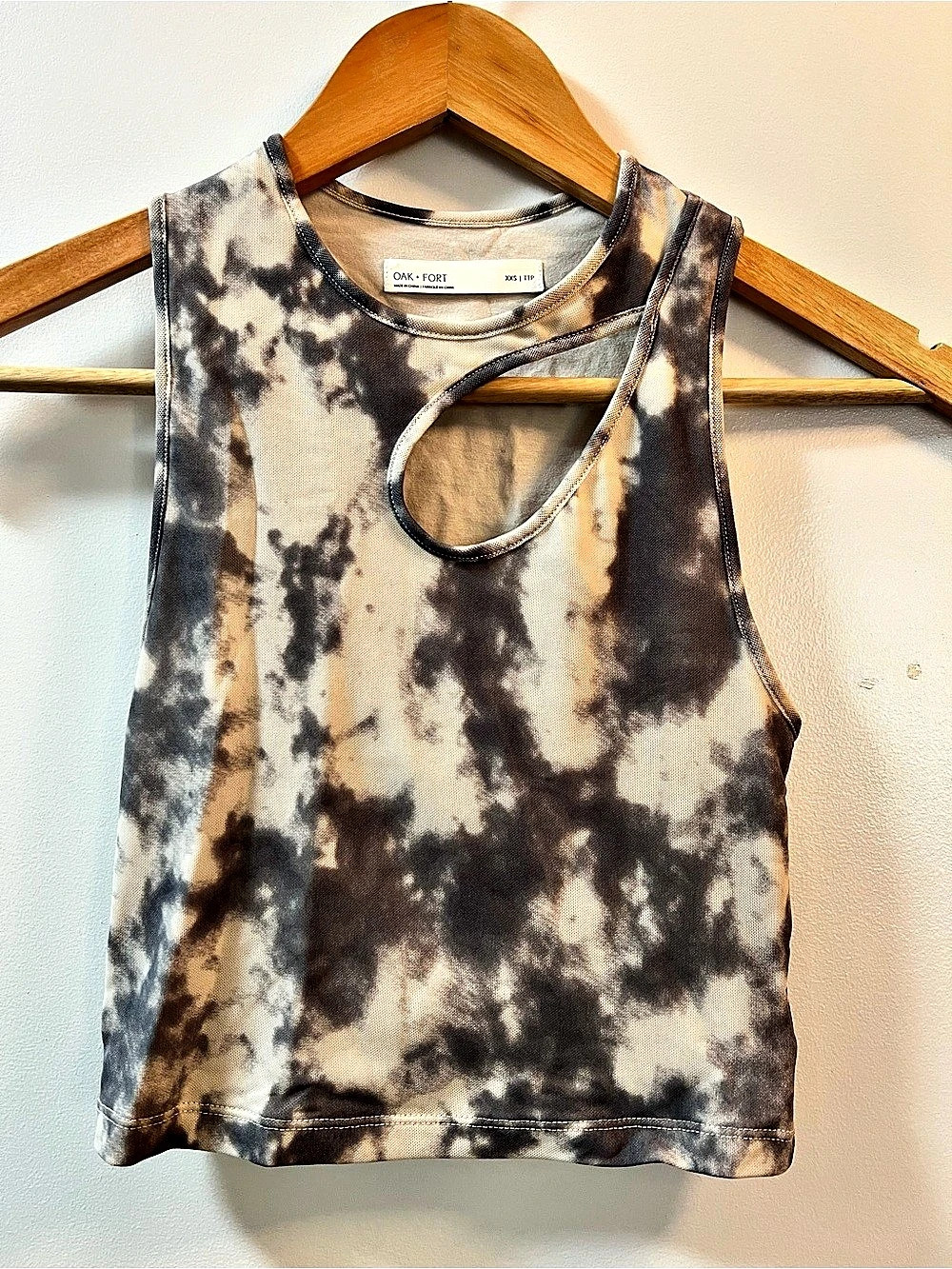 Oak + Fort Tie-Dye Tank Top Gray XXS